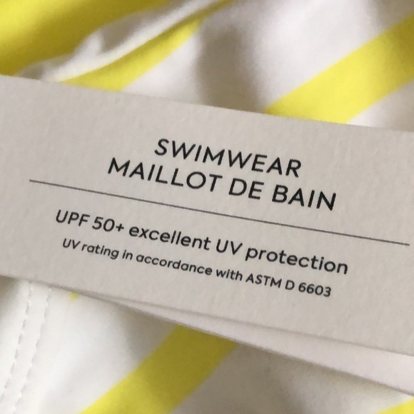 Janie & Jack Yellow and White Striped Halterneck Swimsuit Sailor Retro Size 12 - Picture 7 of 10